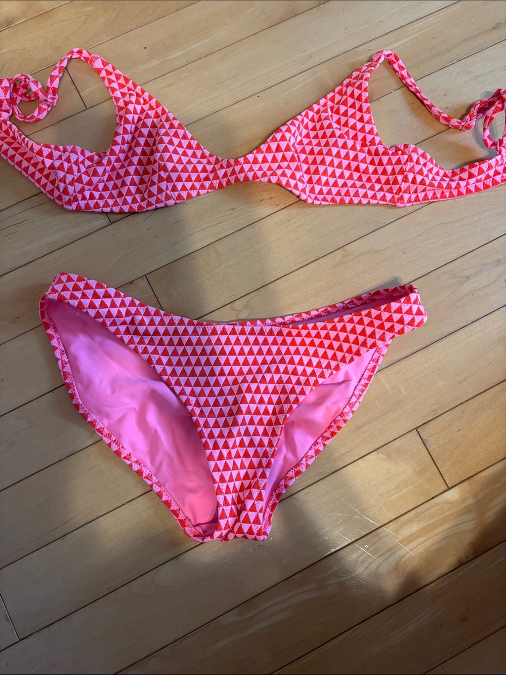 triangl swimwear Pink and Red Triangle Bikini Set